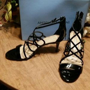 Antonio Melani Sanddie black patent leather heels